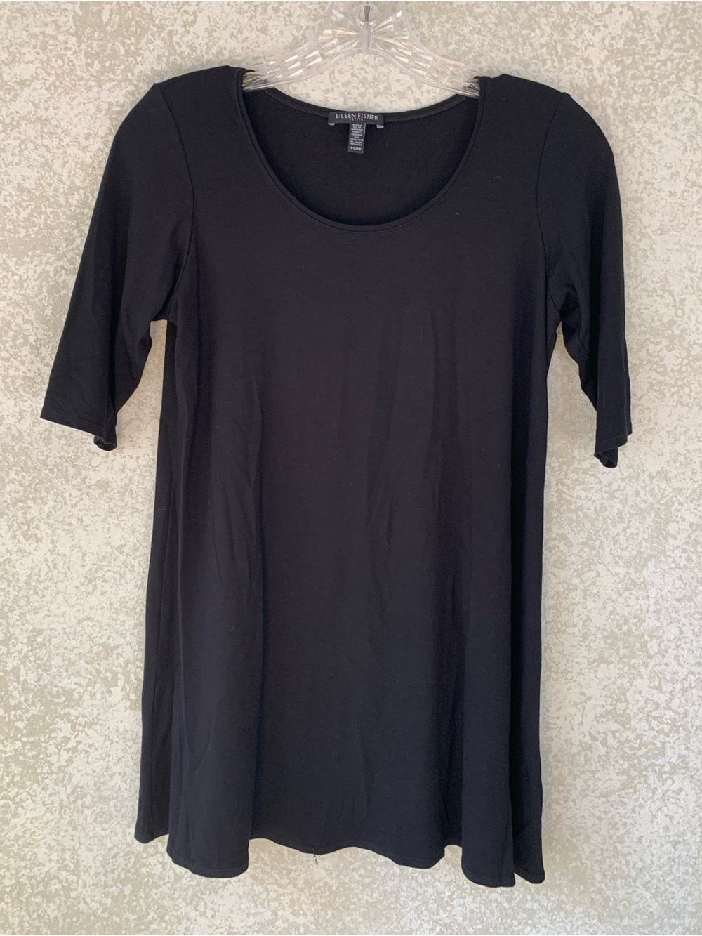 Eileen Fisher Black Scoop Neck Short Sleeve Tunic